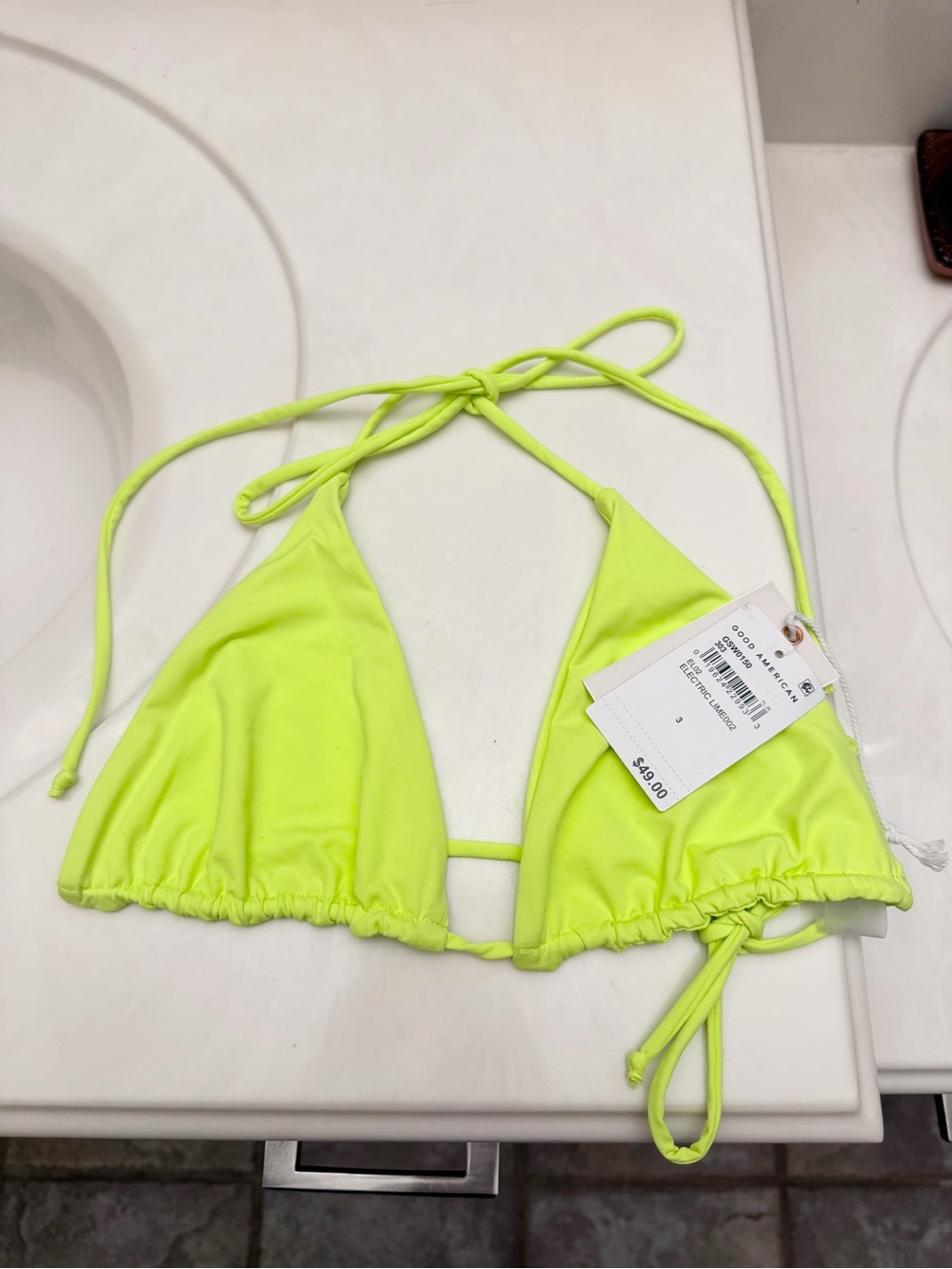 Good american Neon Yellow Triangle Swim Top